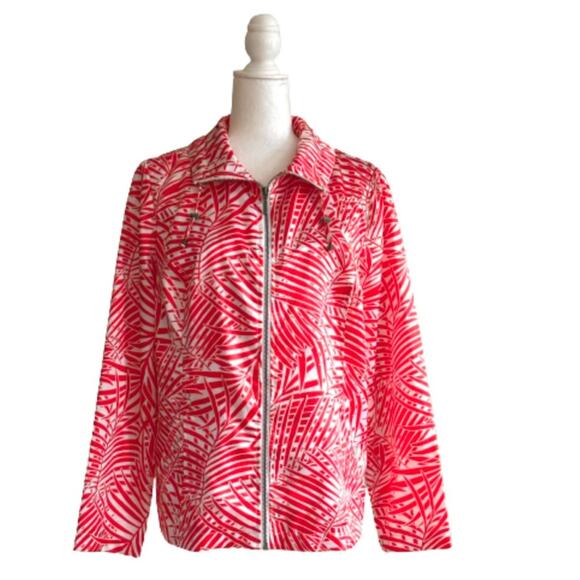 Weekend by Chicos Jacket Tropical Print Lightweight Zip Front Top Jacket Medium - Picture 10 of 10